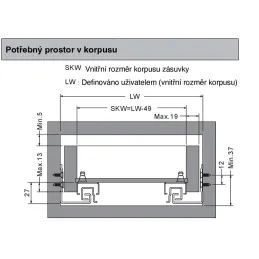 Skriveni potpuni izvlačivi LEVEL SLIDE WOOD s ublaživačem i ručkama / 35kg