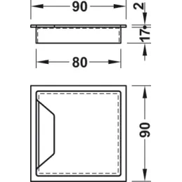 Provod za kabele, 2-dijelni, 90 x 90 mm / Nehrđajući čelik
