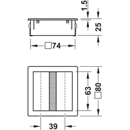 Prolaz za kabele SPACE 80 x 80 mm / Crna mat