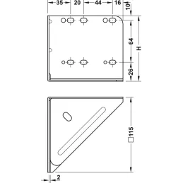 Kutna konzola za krevet 115 x 115 mm