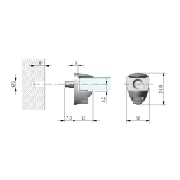 Držač staklene police GEON 8-10 mm / Nikl - 10 kom