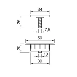 Klizač s navojem 50 mm / Crni