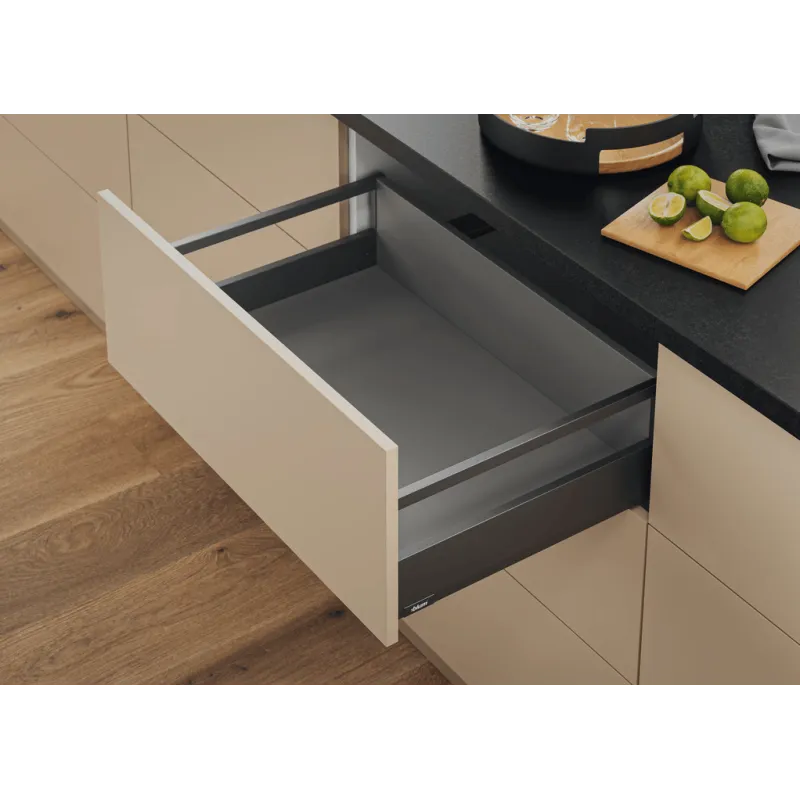 Kuhinjska kutija BLUM - Merivobox "E" s relingom 40kg / Orion siva