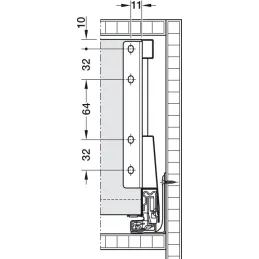 Kuhinjska kutija BLUM - Merivobox "E" s relingom 40kg / Indij siva