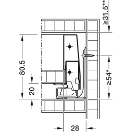 Bočna stranica BLUM Merivobox "N" 68,5mm / Orion siva