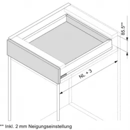 Bočne stranice BLUM Merivobox "N" 68,5mm / indij siva