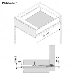 Bočna stranica BLUM Merivobox "K" 129mm / Indij siva