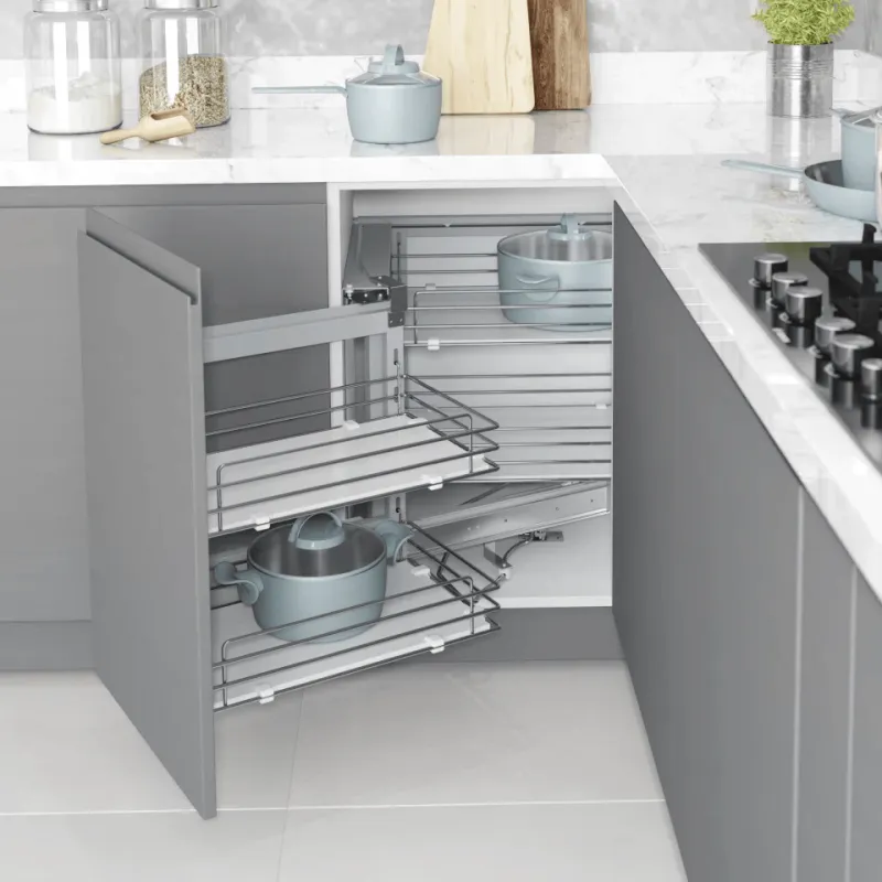 Kutni mehanizam s punim dnom Magic corner / Sjajni krom - bijela