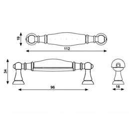 Ručka MOET / Porculan s motivom - starocrna