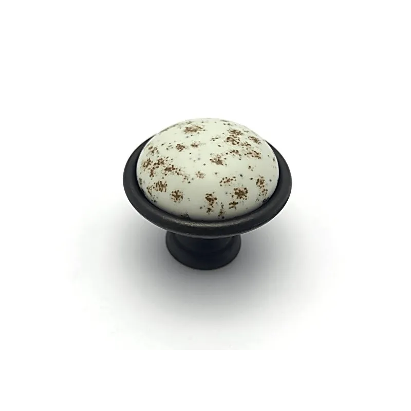 Ručka za namještaj MOET / Porculan s motivom - starocrna