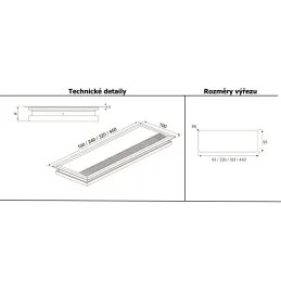 Prolaz za kabele GRACIA 240 x 100 mm / Crna mat