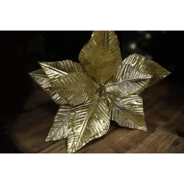 Ukrasni cvijet za božićno drvce BOŽIĆNA RUŽA 280 mm / Zlatno sjajna