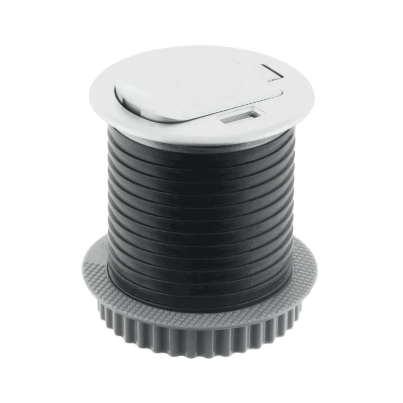 Interijerska utičnica za stol COMPACT 1x230V + USB punjenje / Aluminij