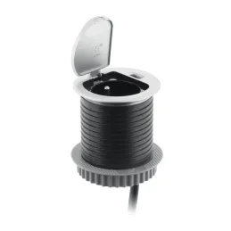 Interijerska utičnica za stol COMPACT 1x230V + USB punjenje / Aluminij