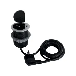 Interijerska utičnica za stol COMPACT 1x230V + USB punjenje / Aluminij
