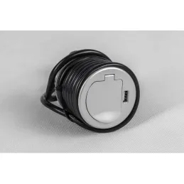 Interijerska utičnica za stol COMPACT 1x230V + USB punjenje / Aluminij