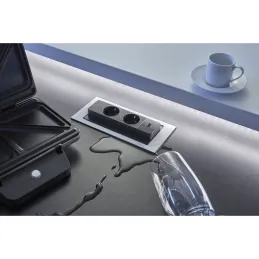 Električna podizna utičnica EVOline BackFlip FRENCH + 1x USB punjač / Imitacija nehrđajućeg čelika