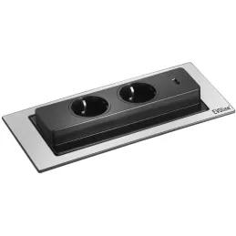 Električna podizna utičnica EVOline BackFlip FRENCH + 1x USB punjač / Imitacija nehrđajućeg čelika