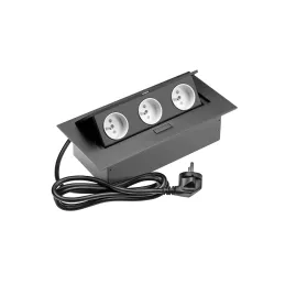 Preklopna električna utičnica GEMINO 3x230V / Crna