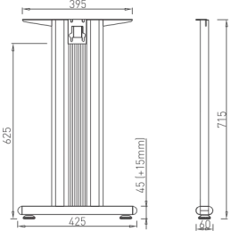 Noga stolne konstrukcije Desk Bar TEMPO T 400 / siva