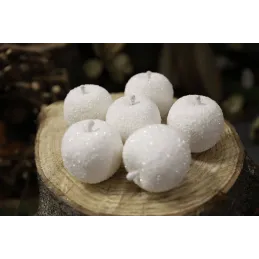 Set ukrasnih jabuka 70 mm - 6 kom / Bijela