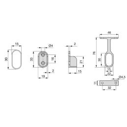 Set od 2 ovalne vješalice sa držačima / Sjajni krom