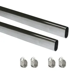 Set od 2 ovalne vješalice sa držačima / Sjajni krom