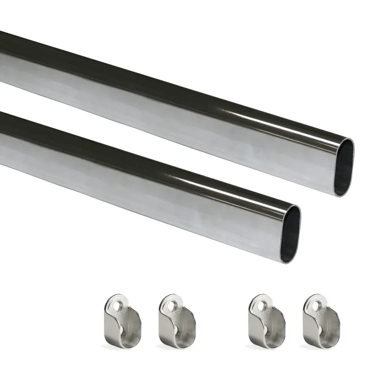 Set od 2 ovalne vješalice sa držačima / Sjajni krom