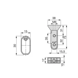 Set od 2 ovalne vješalice s držačima i brtvom / Crna mat