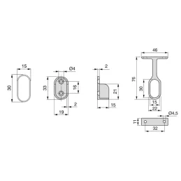 Set od 2 ovalne aluminijske vješalice sa držačima