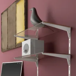 Držač police za jednostavan profil JAGMET Drvo - staklo / Bijeli