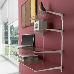 Držač police za jednostavan profil JAGMET Drvo - staklo / Bijeli