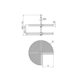Karusel SHELVO 270° puna podloga / Bijela
