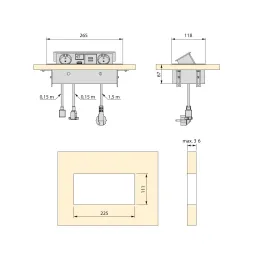 Utična kutija na izvlačenje ATOMIA 2x230 V + 2xUSB punjenje A/C + HDMI + RJ45 / Bijela