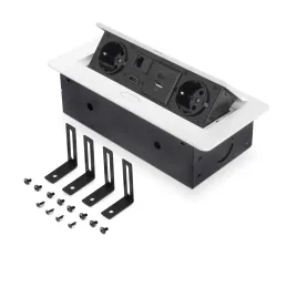 Utična kutija na izvlačenje ATOMIA 2x230 V + 2xUSB punjenje A/C + HDMI + RJ45 / Bijela