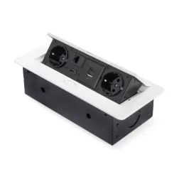 Utična kutija na izvlačenje ATOMIA 2x230 V + 2xUSB punjenje A/C + HDMI + RJ45 / Bijela