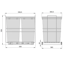Izvlačiva kanta za otpad LIMITE 70L / Antracit