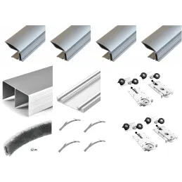 Set okova za dvostruka klizna vrata MULTIOMEGA W RAMA - 2m / Aluminij