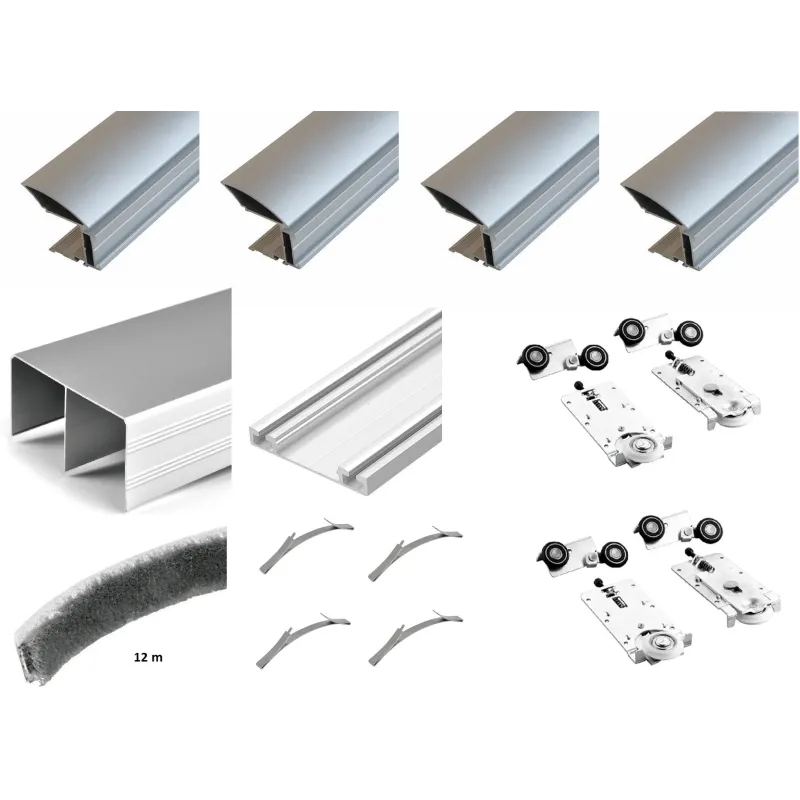 Set okova za dvostruka klizna vrata MULTIOMEGA W RAMA - 2m / Aluminij
