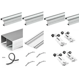 Set okova za dvostruka klizna vrata OMEGA B RAMA - 2m / Aluminij