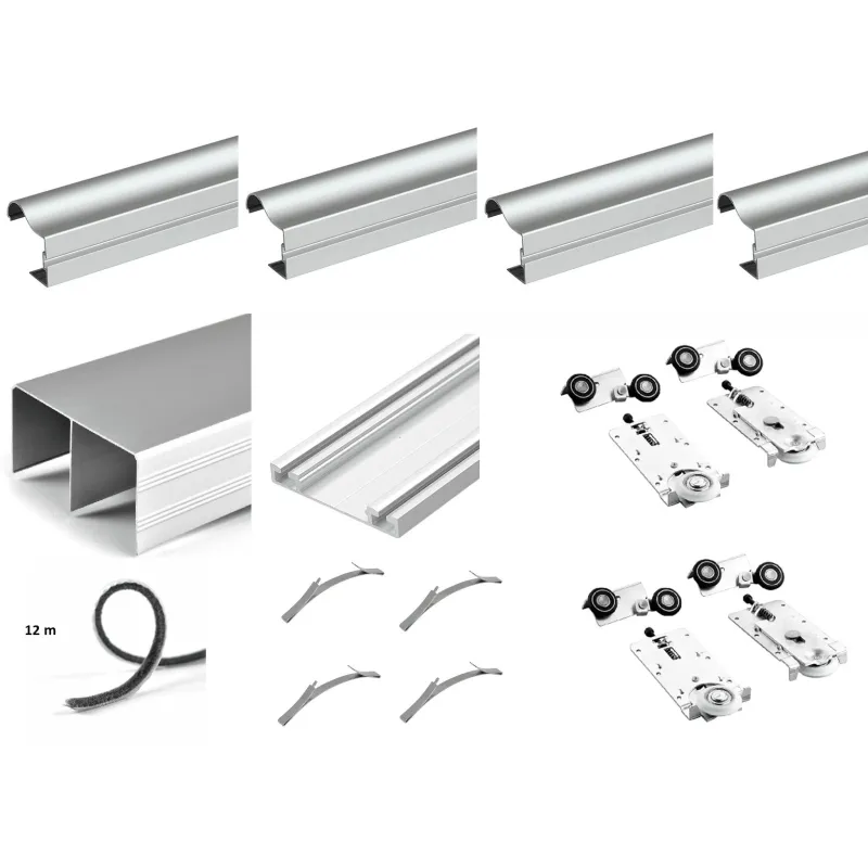 Set okova za dvostruka klizna vrata OMEGA B RAMA - 2m / Aluminij