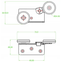 Set okova za dvostruka klizna vrata MODERN W RAMA - 2m / Aluminij