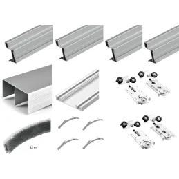 Set okova za dvostruka klizna vrata MODERN W RAMA - 2m / Aluminij