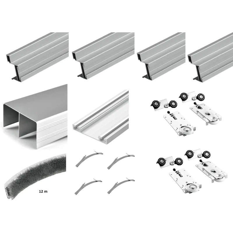 Set okova za dvostruka klizna vrata MODERN W RAMA - 2m / Aluminij