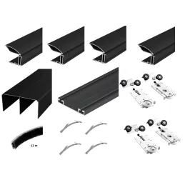 Set okova za dvokrilna klizna vrata MULTIOMEGA W RAMA - 2m / Crna mat