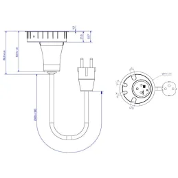 Električna utičnica s uvodnicama za kabele LOOP IN / Crna