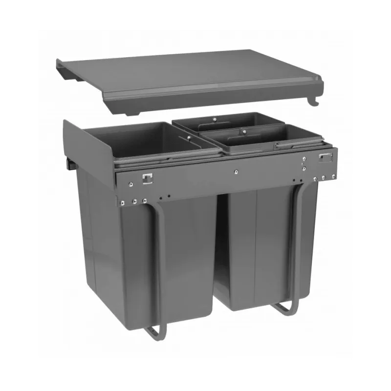 Izvlačni koš za otpad PLUTO 400 mm - 1x20L + 2x10L / Antracit
