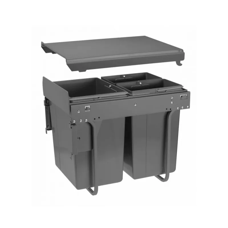 Výsuvni koš za otpadke PLUTO 400 mm s pričvršćenjem na vrata - 1x20L + 2x10L / Antracit