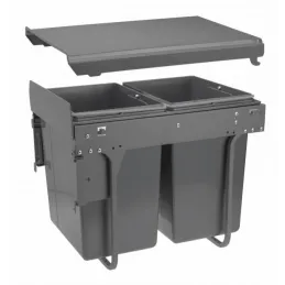 Izvlačiva kanta za otpad PLUTO 400 mm s pričvršćivanjem na vrata - 2x20L / Antracit