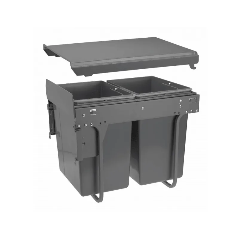 Izvlačiva kanta za otpad PLUTO 400 mm s pričvršćivanjem na vrata - 2x20L / Antracit